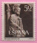 Stamps Spain -  Año Santo Compostelano( Santiago detalle del portico d´l´Gloria)