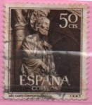 Stamps Spain -  Año Santo Compostelano( Santiago detalle del portico d´l´Gloria)