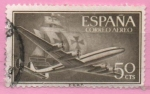 Stamps Spain -  Super constelacion y nao Santa Maria