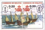 Stamps Bolivia -  Espamer 87 La Coruña España. Las carabelas de Colon en Pareja