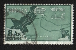 Stamps Pakistan -  Mapa que muestra las áreas en disputa