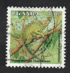 Stamps Uganda -  1233 - Reptil, chamaeleo johnston