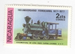 Sellos de America - Nicaragua -  100 aniversario ferrocarril. Locomotora leña carga liviana