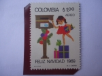 Stamps Colombia -  Feliz Navidad 1969 - Niña enviando tarjetas de Navidad