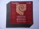 Sellos de America - Colombia -  1er Festival Internacional de Historia - Villa de Leiva-Boyacá(Sep.14,15 y 16 del 2018-Colombia