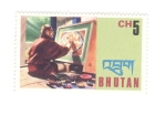 Stamps Bhutan -  Pintor