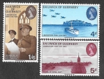 Stamps United Kingdom -  30-32 - XXV Aniversario de la Liberación de Guernsey de los Alemanes.