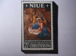 Stamps New Zealand -  Navidades 1967- Pastores Adorando al Niño. Oleo del Francés: Nicolas Paussin (1594-1665)