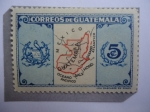 Sellos de America - Guatemala -  Mapa de Guatemala - Escudo de Armas