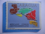 Sellos de America - Nicaragua -  Mercado Común Centroamericano - Mapa de América Central.