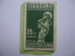 Stamps Nicaragua -  Basket-Ball - X Serie Mundial de Base-Ball Amateur 1948 - Moderno Estadio Nacional 