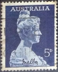 Stamps Australia -  Scott#341 , intercambio 0,25 usd, 5 cents. , 1961