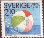 Stamps Sweden -  Scott#1740 , intercambio 0,35 usd , 2,10 krona , 1989