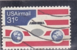 Stamps United States -  AVION Y BANDERA