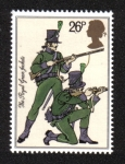 Stamps United Kingdom -  Uniformes del ejército británico, fusileros (Real Casacas Verdes, 1805)