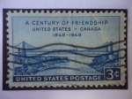 Stamps United States -  Un Siglo de Amistad entre Estados Unidos y Canadá, 1848-1948.Puente Colgante de Ferrocarril del Niág