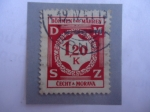 Stamps Germany -  Protectorado de Bohemia y Moravia - Valor dentro de una Corona de Laurel. 