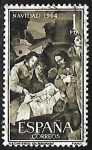 Stamps Spain -  Navidad 1964 -Nacimiento Izurbarani