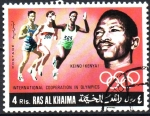 Stamps United Arab Emirates -  COOPERACIÓN  INTERNACIONAL  EN  LAS  OLIMPÍADAS.  KEINO  GANADOR  DE  CARRERA.