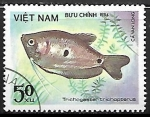 Sellos de Asia - Vietnam -  Peces - Trichogaster trichopterus