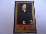 Stamps Germany -  DDR- Junger Mann- 500 Aniversario de la pintura Lucas Cranach el Viejo (1472-1553) Artista Alemán