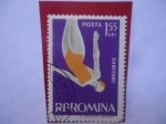 Stamps Romania -  Sarituri- Salto del Trampolín - Deporte de Natación.