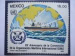 Stamps Mexico -  25° Aniversario de la Convención de la Organización Maritima Internacional (OMI)- Emblema- Acuarela 