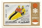 Sellos del Mundo : Asia : Emiratos_rabes_Unidos : Fujeira. JJOO Sapporo 72. Medalla de oro bobsleigh a dos. Alemania.