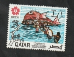 Sellos de Asia - Qatar -  Los pescadores de Toyahama, Honor a los dioses oceánicos