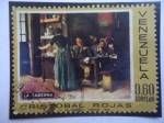 Stamps Venezuela -  La Taberna - Oleo del Pintor Venezolano Cristobal Rojas Poleo (1857-1890) .