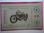 Stamps Venezuela -  Historia del Transporte-Metro de Caracas 1981-Moto Cleveland 1920-Museo del Transp.Caracas.