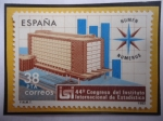 Stamps Spain -  Ed:Es 2718- Instituto Internacional de Estadística- Madrid- 44°Centenario-Edificio-Emblema.