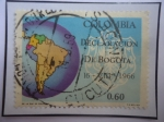 Stamps Colombia -  Declaración de Bogotá (16-VIII-1966)- Escudo de Arma-Mapa de Sur América.