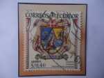 Sellos de America - Ecuador -  Pongua- Escudo de Armas Cantón Pangua Provincia de Cotopaxi- Sello de 0,40 Sucre Ecuatoriano.