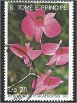 Stamps : Africa : S�o_Tom�_and_Pr�ncipe :  Orquídeas 1989, Dendrobium phalaenopsis