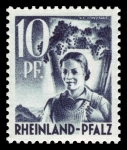 Stamps Europe - Germany -  Zona de ocupación francesa Renania Palatinado. 3 Viticultora