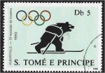 Stamps : Africa : S�o_Tom�_and_Pr�ncipe :  Juegos Olímpicos, Seúl, Barcelona y Albertville, Bear on skis