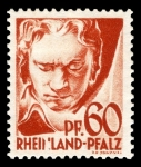 Stamps Europe - Germany -  Zona de ocupación francesa Renania Palatinado. 12 Ludwig van Beethoven