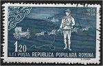 Stamps Romania -  100 años de sellos rumanos, cochero de escenario delante del coche de correo