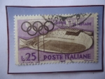 Sellos de Europa - Italia -  XVII Olimpiadas (1960)-Pista de Bicicletas - Juegos Olímpicos de Verano1960 - Anillos Olímpicos.