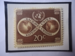 Stamps ONU -  ONU Nueva York - Unidad Mundial- Globos Terrestres- Sello de 20 Cents. de USA. Año 1951.