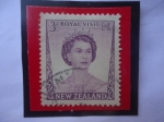 Stamps New Zealand -  Queen Elizabeth II- Visita Real- Sello de 3 peniques de Nueva Zelanda. Año 1953