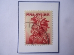 Stamps Papua New Guinea -  Papúa y New Guinea-Tocado de Simbus- Sello de 3,1/2 penique australiano