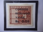 Stamps Venezuela -  EE.UU.deVenezuela-Sello de Telégrafo Sobreimpresos de Bs005 sobre 20Cénts