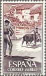 Stamps Spain -  ESPAÑA 1960 1266 Sello Nuevo Fiesta Nacional Tauromaquia Toros en el Pueblo Correo Aereo