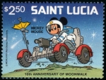 Sellos de America - Santa Luca -  10 Aniversario paseo lunar Mickey Mouse