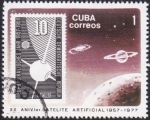 Stamps : America : Cuba :  XX Aniv. Satélite artificial