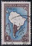 Stamps Argentina -  Mapa d' Sudamerica