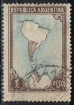 Stamps Argentina -  Mapa mostrando l' Antartida