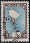 Stamps Argentina -  Mapa mostrando l' Antartida